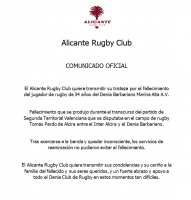 Carta Condolencias Barbarians Denia